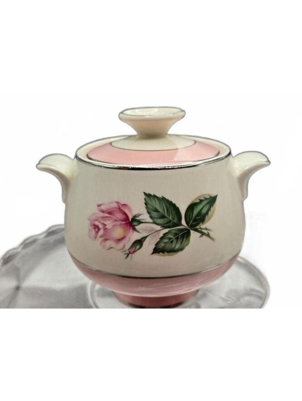 Lidded Sugar Bowl Vintage Lifetime China Homer Laughlin Pink Rose